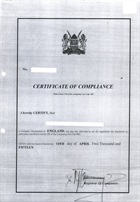 Certificate of compliance